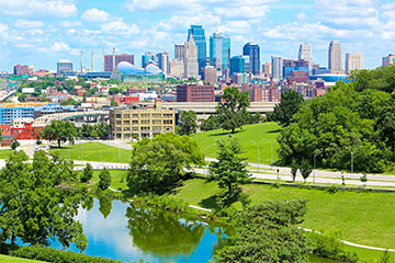 View of a lake-side park in Missouri